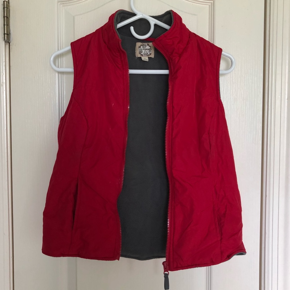 Fleece lined red vest